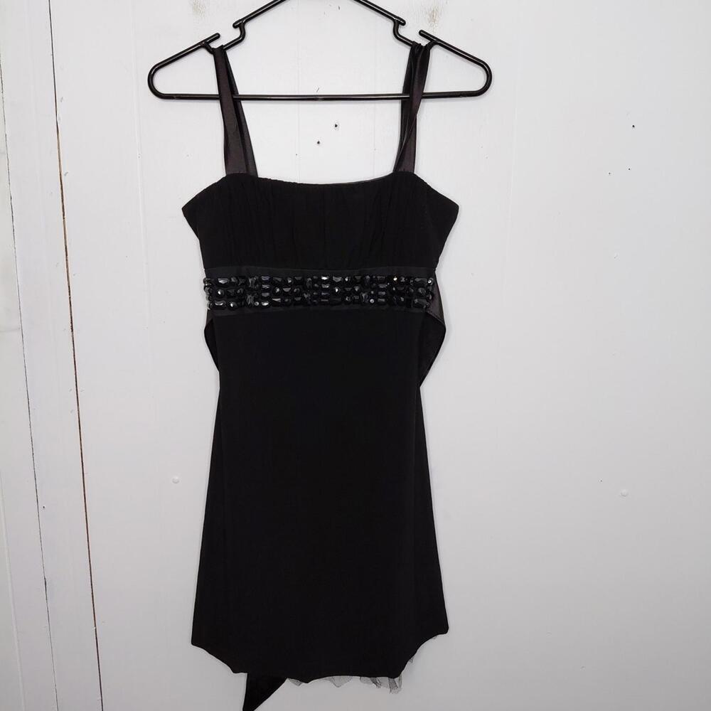 Taboo Dress Womens Medium Gem Empire Waist Tie Back Tulle Lined Goth Mini Hoco